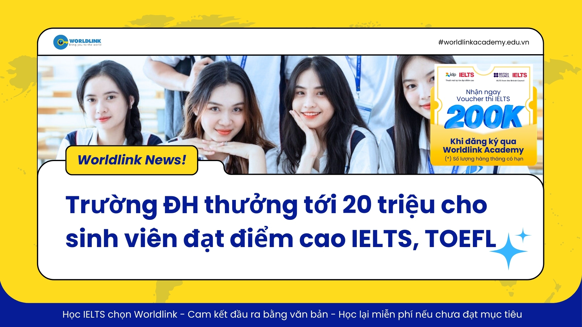 Trường đại học thưởng tới 20 triệu đồng cho sinh viên đạt điểm cao IELTS, TOEFL